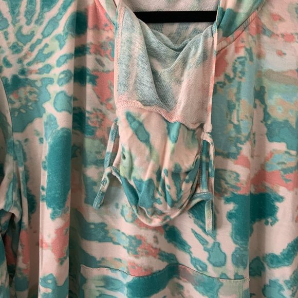 Alyson Parker women hoodie multicolor Pink Sz XL Face mask - Picture 3 of 6